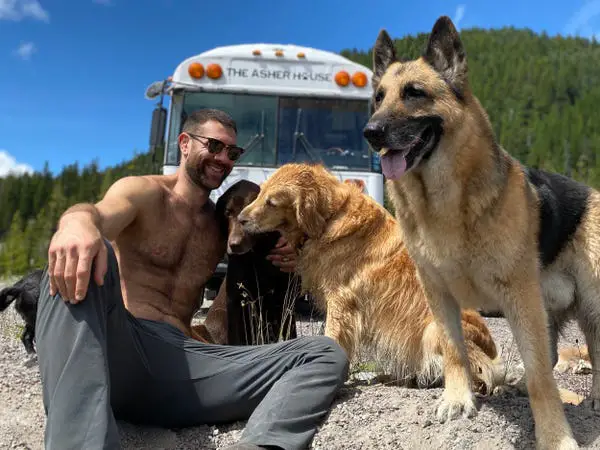Homem pede demissão e viaja com cães Homem pede demissão e viaja com cães