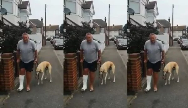 Homem manco gasta R$ 2 mil no veterinário e descobre que seu cachorro o imitava Homem manco é imitado por seu cachorro