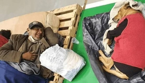 Morador de rua se recusa a ir para o abrigo sem seu cachorro: "Ou vai comigo, ou eu não vou!" ou-o-Rubio-vai-junto-ou-eu-nao-vou