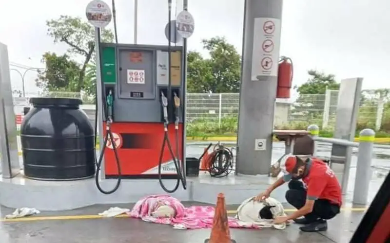 Funcionário de posto de gasolina acolhe filhotes de cachorro abandonados Funcionário de posto de gasolina acolhe filhotes de cachorro