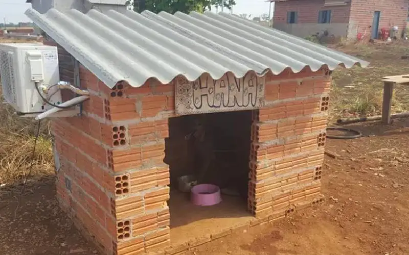 Homem instala ar-condicionado na casinha do seu cachorro para diminuir o calor Homem instala ar-condicionado na casinha do seu cachorro para diminuir o calor