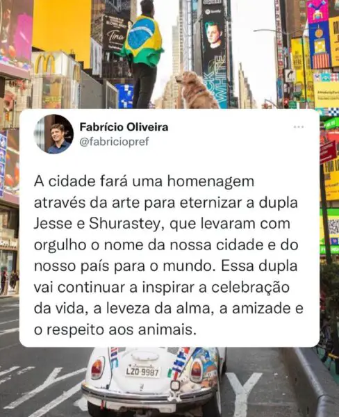 O cachorro Shurastey e seu tutor Jesse serão homenageados O cachorro Shurastey e seu tutor Jesse serão homenageados