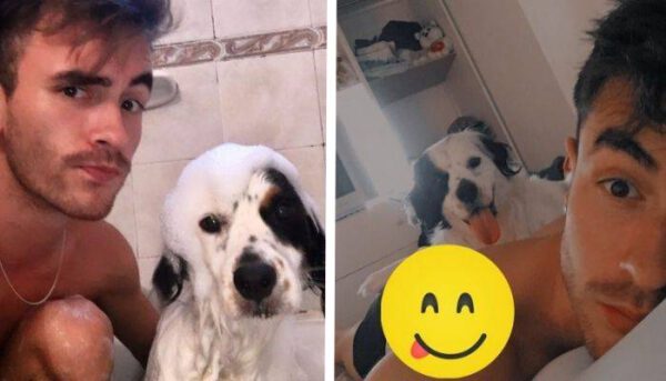 Jovem comemora formatura ao lado do cachorro amigo Jovem comemora formatura ao lado do cachorro amigo