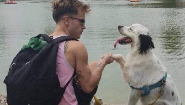 Jovem comemora formatura ao lado do cachorro amigo Jovem comemora formatura ao lado do cachorro amigo