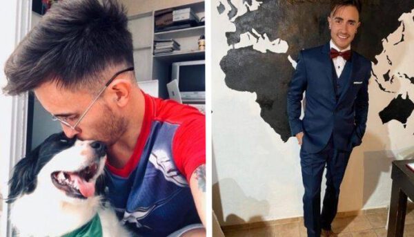 Jovem comemora formatura ao lado do cachorro amigo Jovem comemora formatura ao lado do cachorro amigo