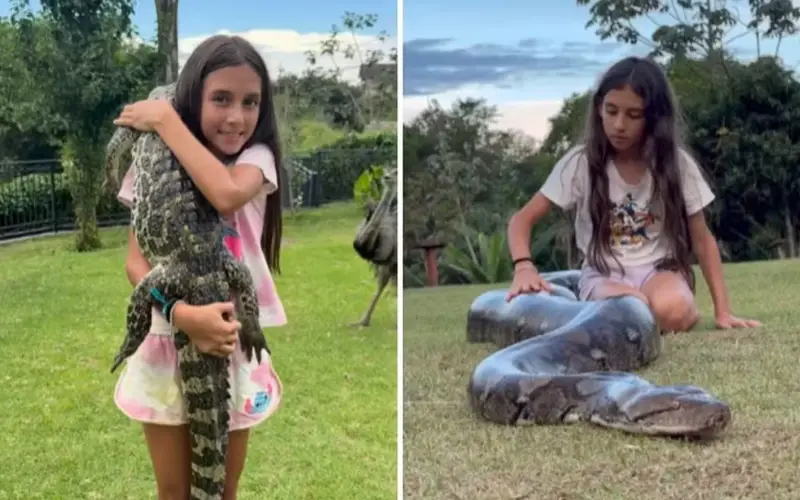 Menina de 9 anos encanta o Brasil ao crescer cercada por animais selvagens no interior de São Paulo Foto: Reprodução/Instagram